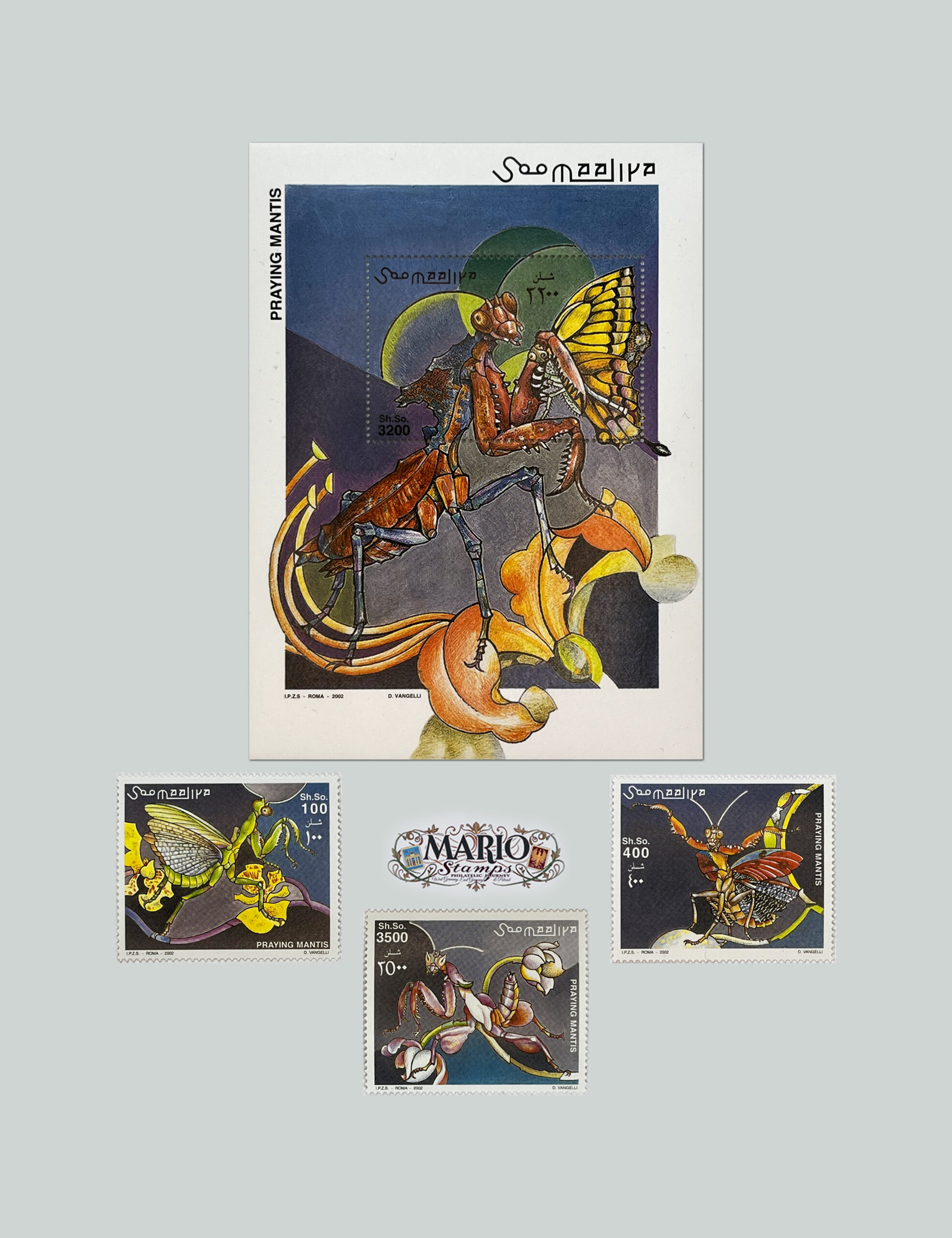 Mistrzowie Zasadzki – Kompletna Seria i Bloczek „Modliszki” (Somalia 2002) MNH!
