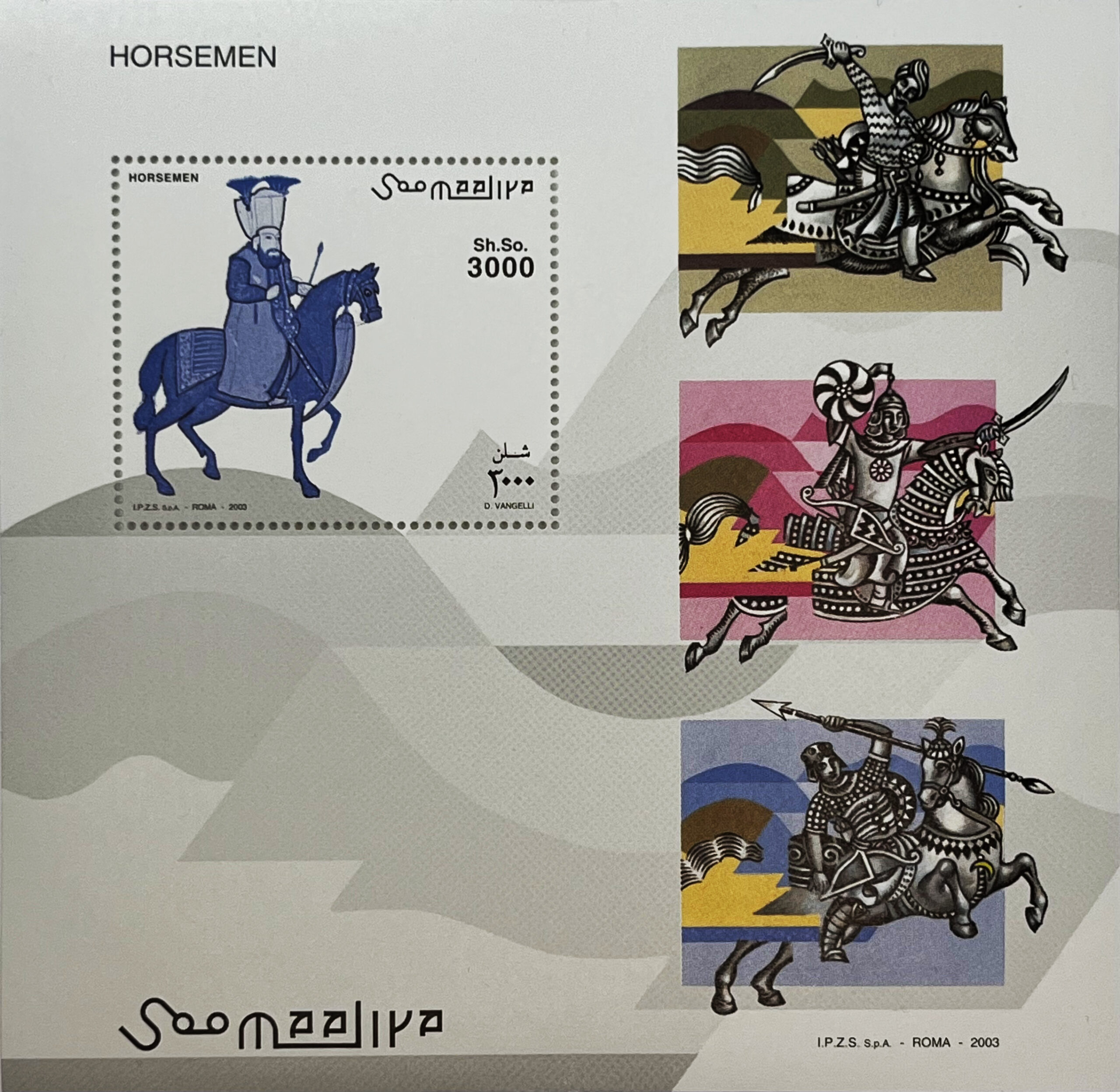 🐎 Wojownicy Pustyni – Kompletna Seria i Bloczek „Jeźdźcy” (Somalia 2003) MNH! ⚔️