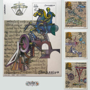 🎨 Geniusz Renesansu – Kompletna Seria i Bloczek „Leonardo da Vinci” (Somalia 2003) MNH! ⚙️