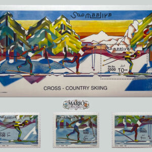 ⛷️ Emocje na Śniegu – Kompletna Seria i Bloczek „Narciarstwo Biegowe” (Somalia 2001) MNH! ❄️