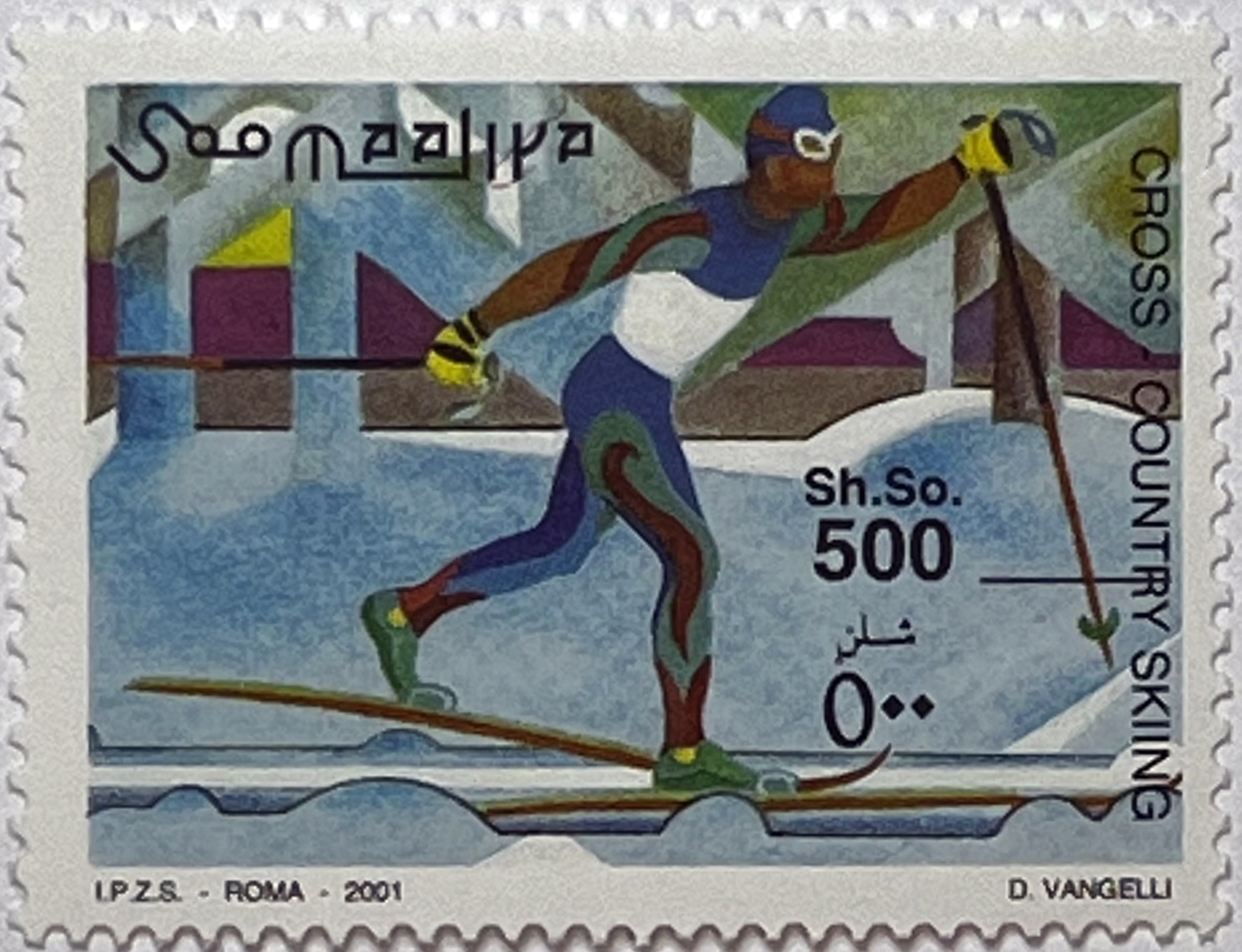 ⛷️ Emocje na Śniegu – Kompletna Seria i Bloczek „Narciarstwo Biegowe” (Somalia 2001) MNH! ❄️ - obrazek 4