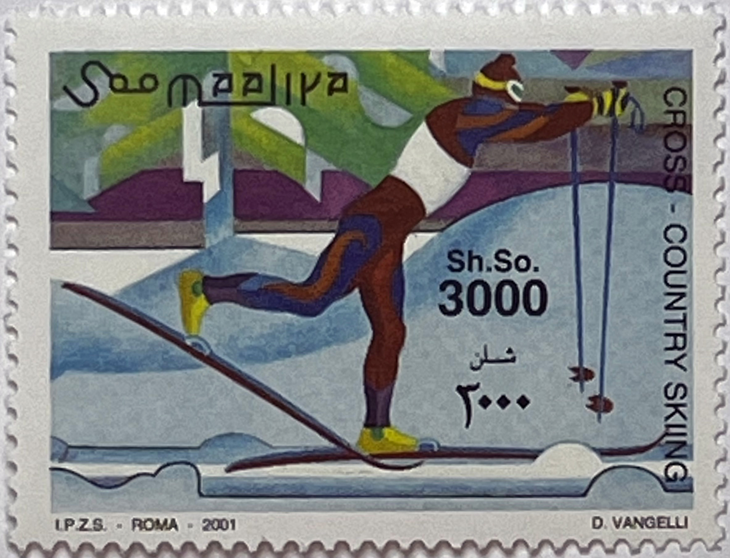⛷️ Emocje na Śniegu – Kompletna Seria i Bloczek „Narciarstwo Biegowe” (Somalia 2001) MNH! ❄️ - obrazek 5