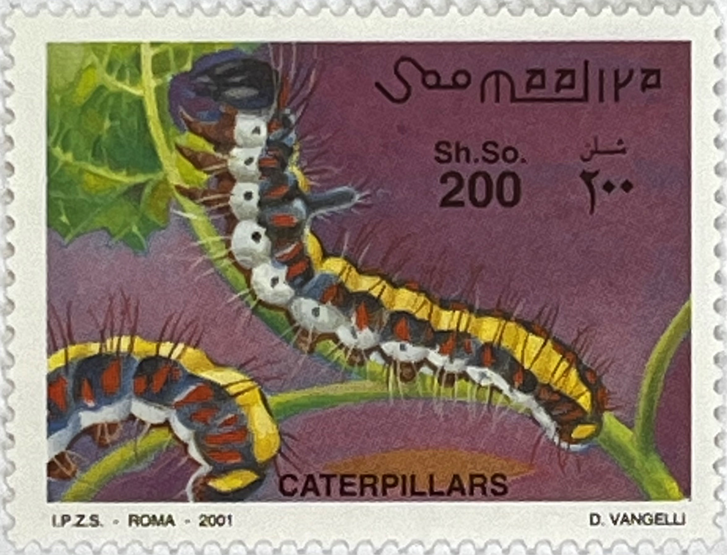 🐛 Kompletna Seria Znaczków z Bloczkiem – Gąsienice i Świat Motyli (2001) MNH! 🦋 - obrazek 4