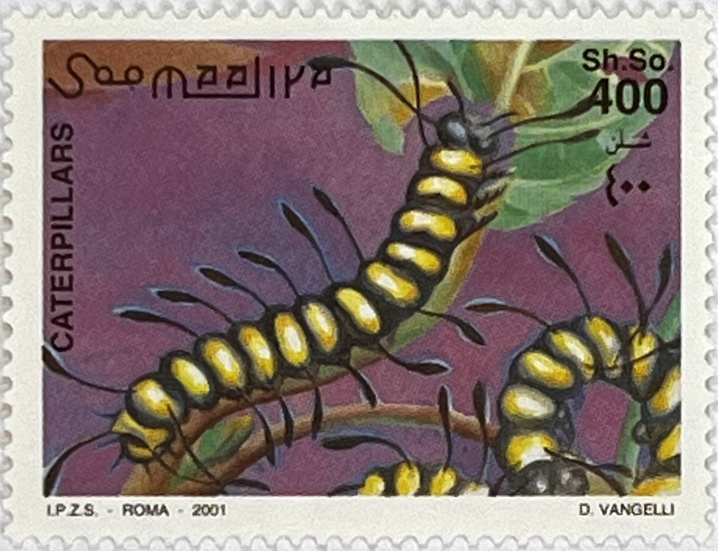 🐛 Kompletna Seria Znaczków z Bloczkiem – Gąsienice i Świat Motyli (2001) MNH! 🦋 - obrazek 5