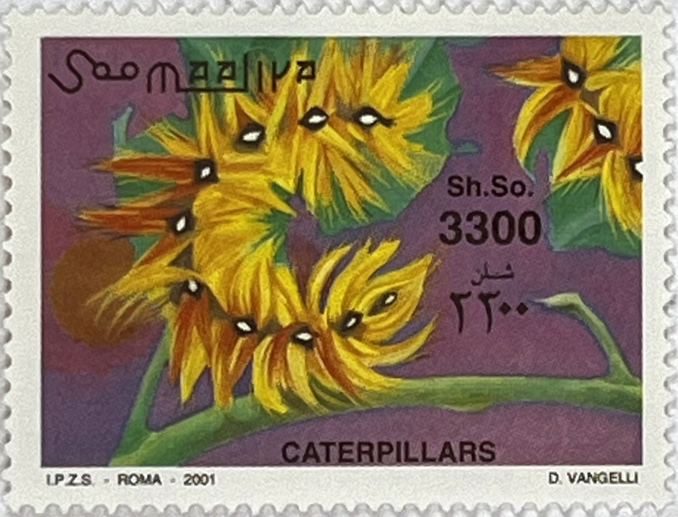 🐛 Kompletna Seria Znaczków z Bloczkiem – Gąsienice i Świat Motyli (2001) MNH! 🦋 - obrazek 6