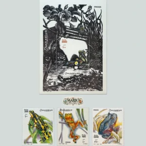 Kompletna Seria Znaczków z Bloczkiem – Żaby Somalii (2002) MNH!