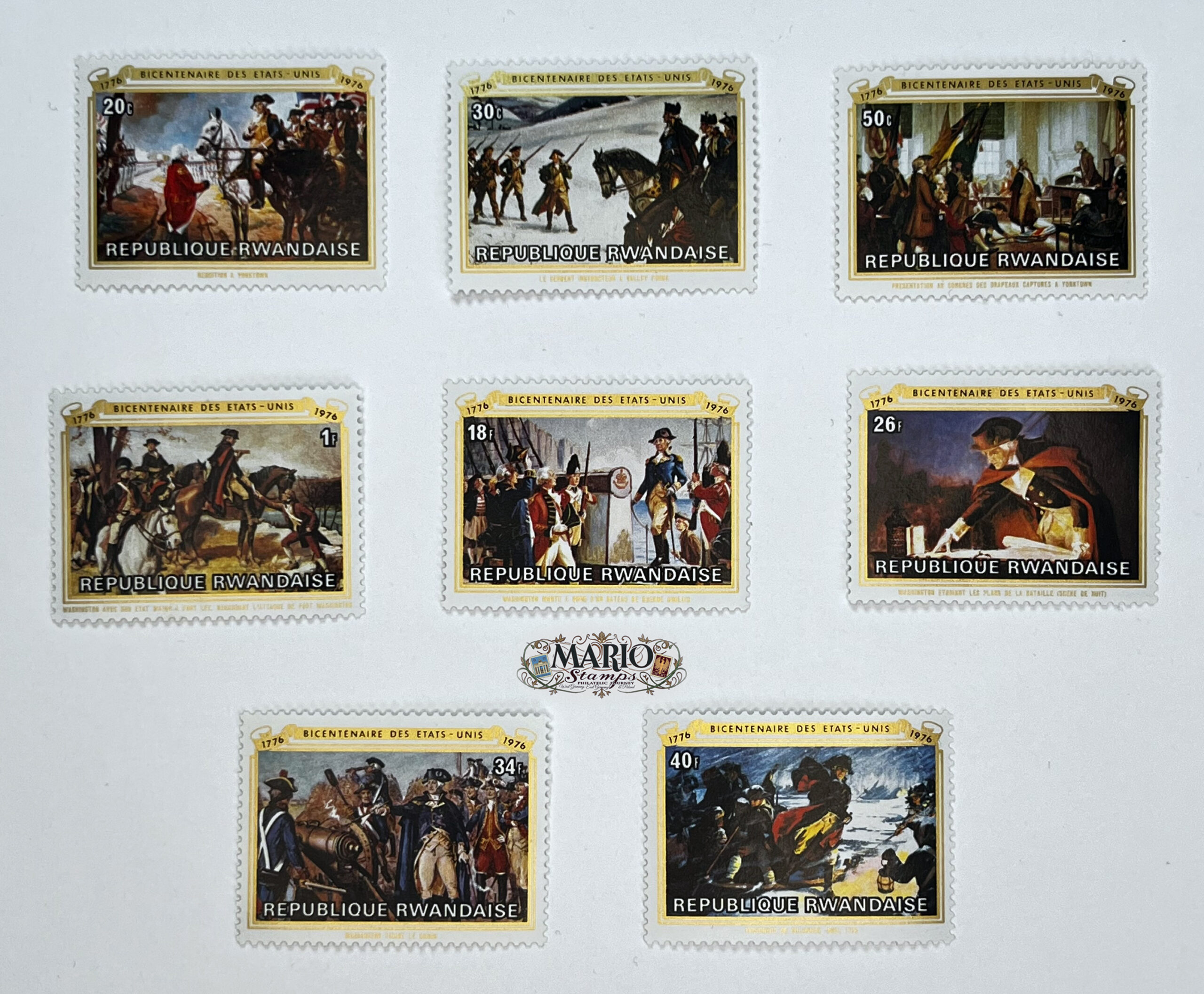 🇺🇸 Kamienie Milowe Wolności – Seria „200-lecie Niepodległości USA” (Rwanda 1976) MNH! 🗽