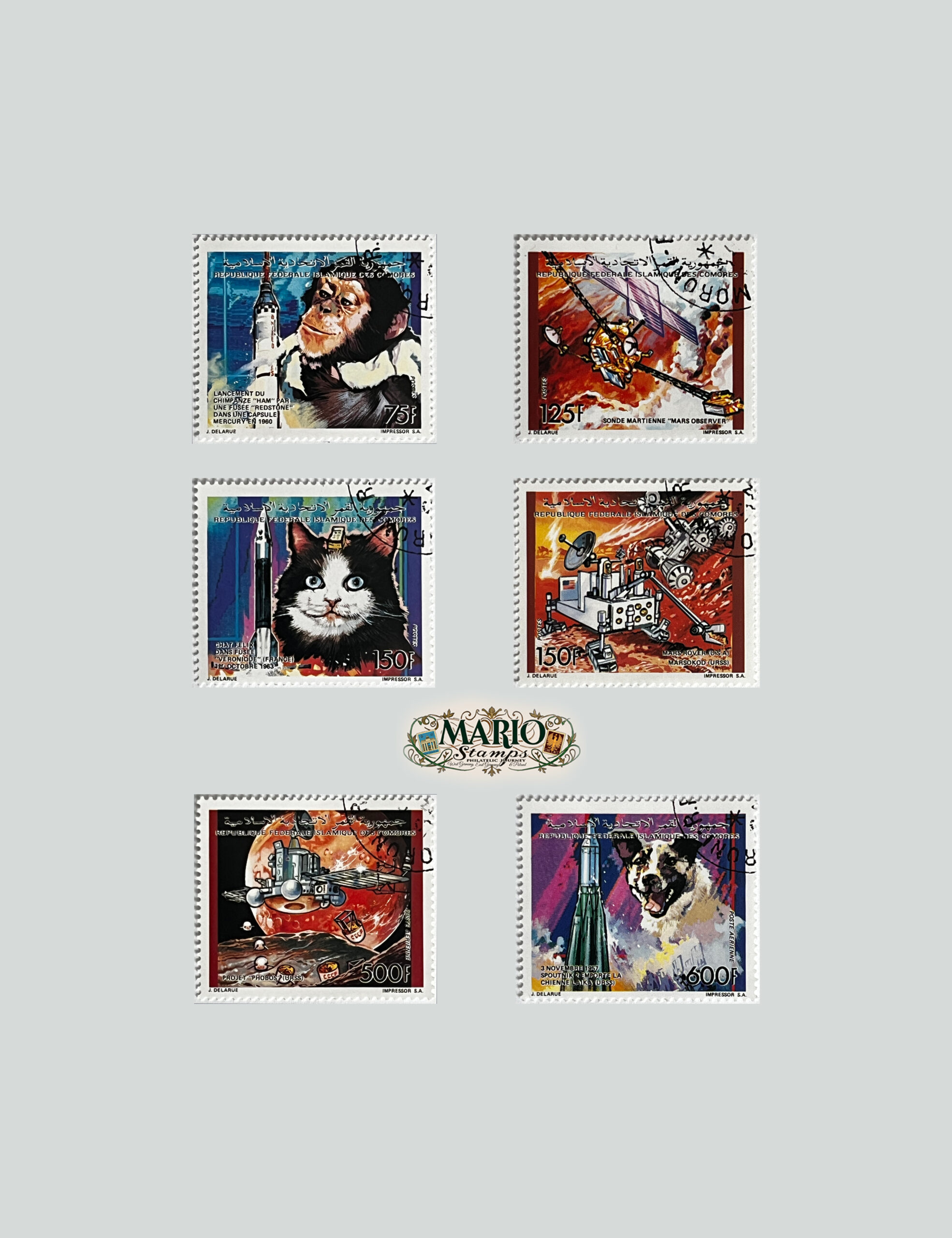 Kompletna Seria Znaczków – Podbój Kosmosu i Zwierzęta w Kosmosie (1992) CTO!