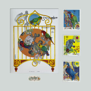 Egzotyczna Awangarda – Kompletna Seria i Bloczek „Papugi” (Somalia 1999) MNH!