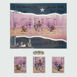 ⚽ Piłkarskie Emocje w Nowym Jorku – Kompletna Seria i Bloczek „USA '94” (Somalia 1994) MNH! 🇺🇸