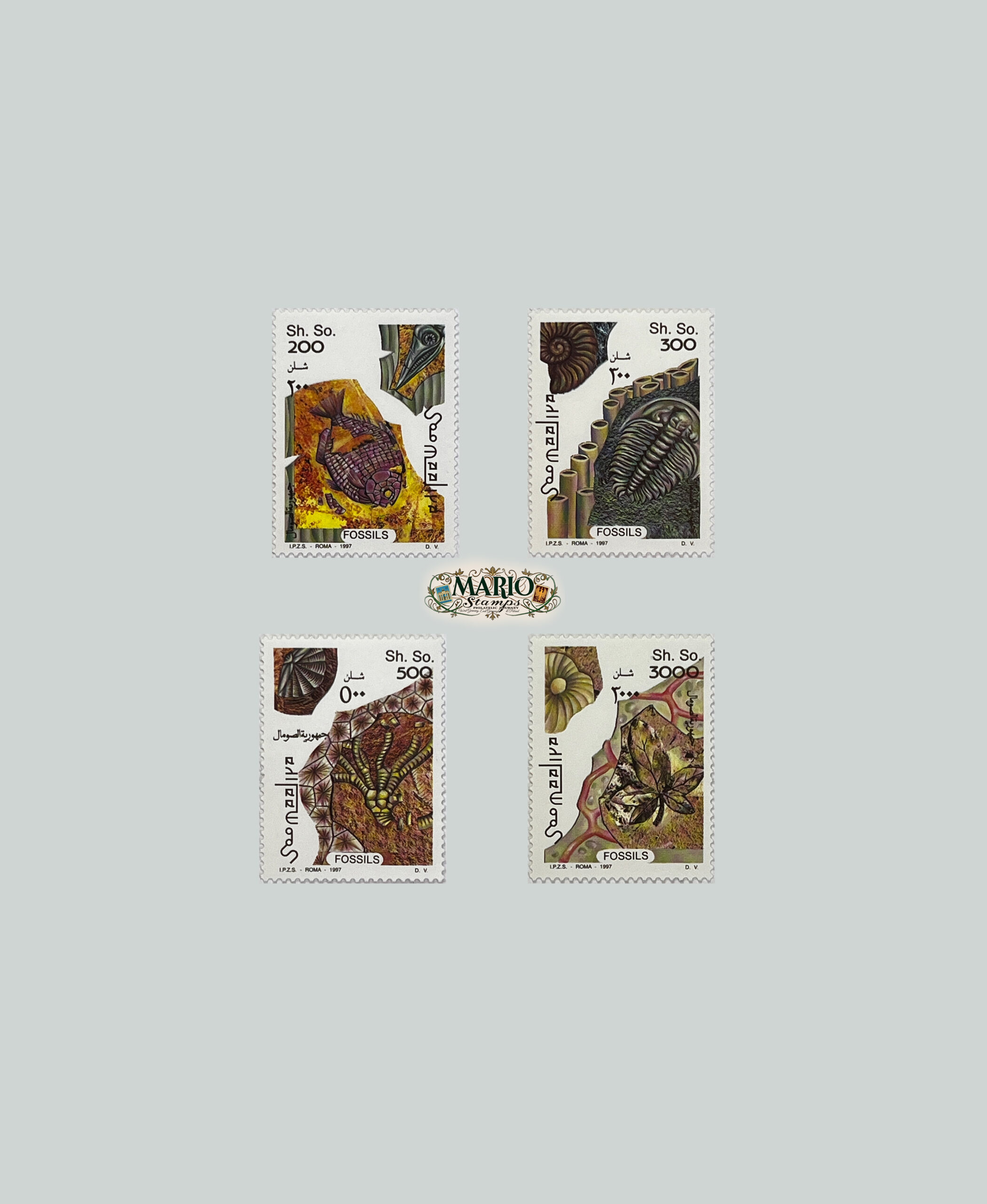 🦴 Świadkowie Przeszłości – Kompletna Seria „Skamieniałości” (Somalia 1997) MNH! 🐚