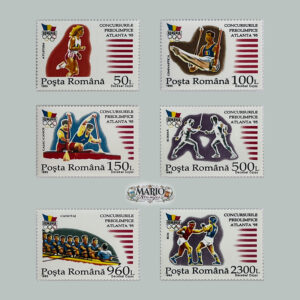 🏅 Olimpijski Hart Ducha – Komplet Znaczków „Atlanta '96” (Rumunia 1995) MNH! 🇷🇴