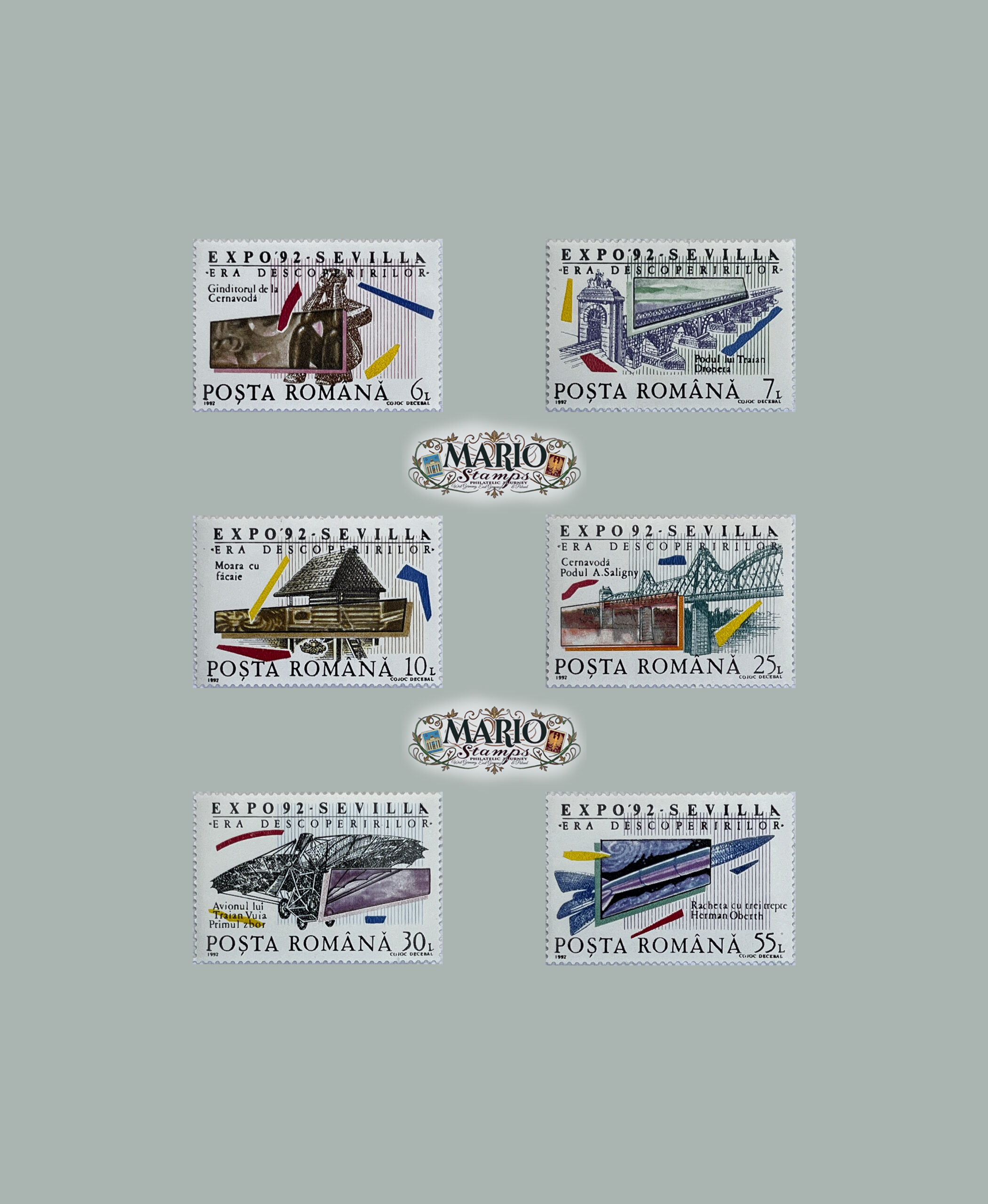 🌍 Era Odkryć i Dziedzictwa – Kompletna Seria „Expo ’92 Sevilla” (Rumunia 1992) MNH! 🇷🇴