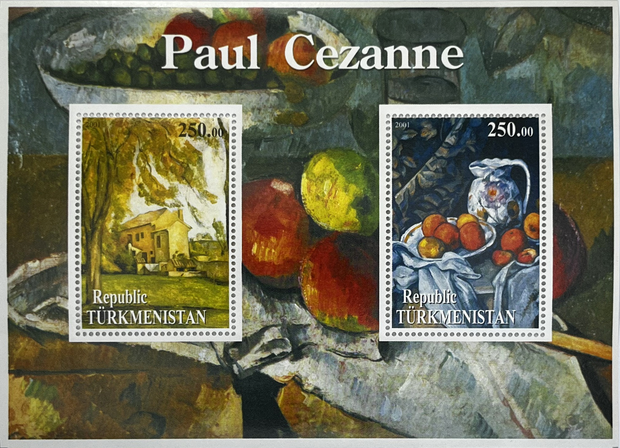 🎨 Ojciec Nowoczesnego Malarstwa – Arkusz „Paul Cézanne” (Turkmenistan 2001) MNH! 🇹🇲🍎