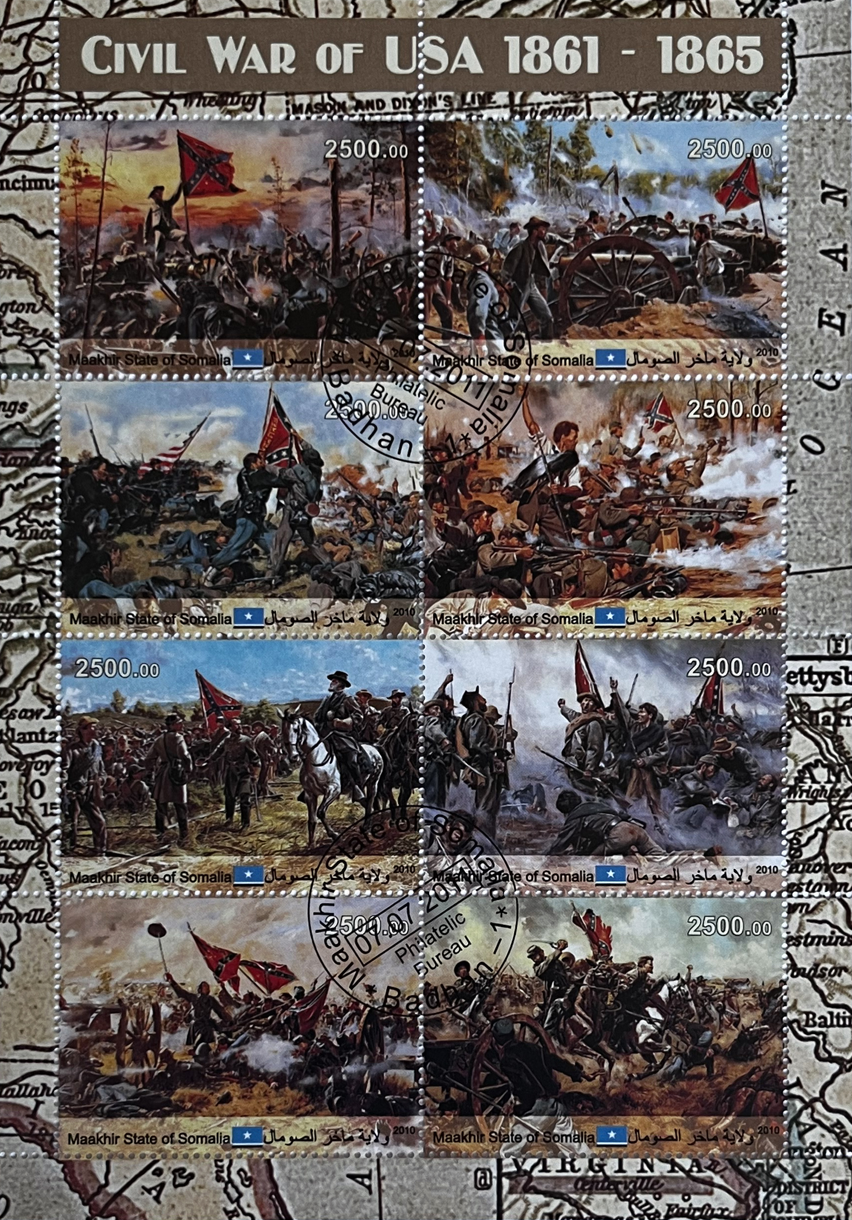 🇺🇸 Wojna Secesyjna 1861–1865 – Arkusz Kolekcjonerski (Maakhir) CTO! ⚔️