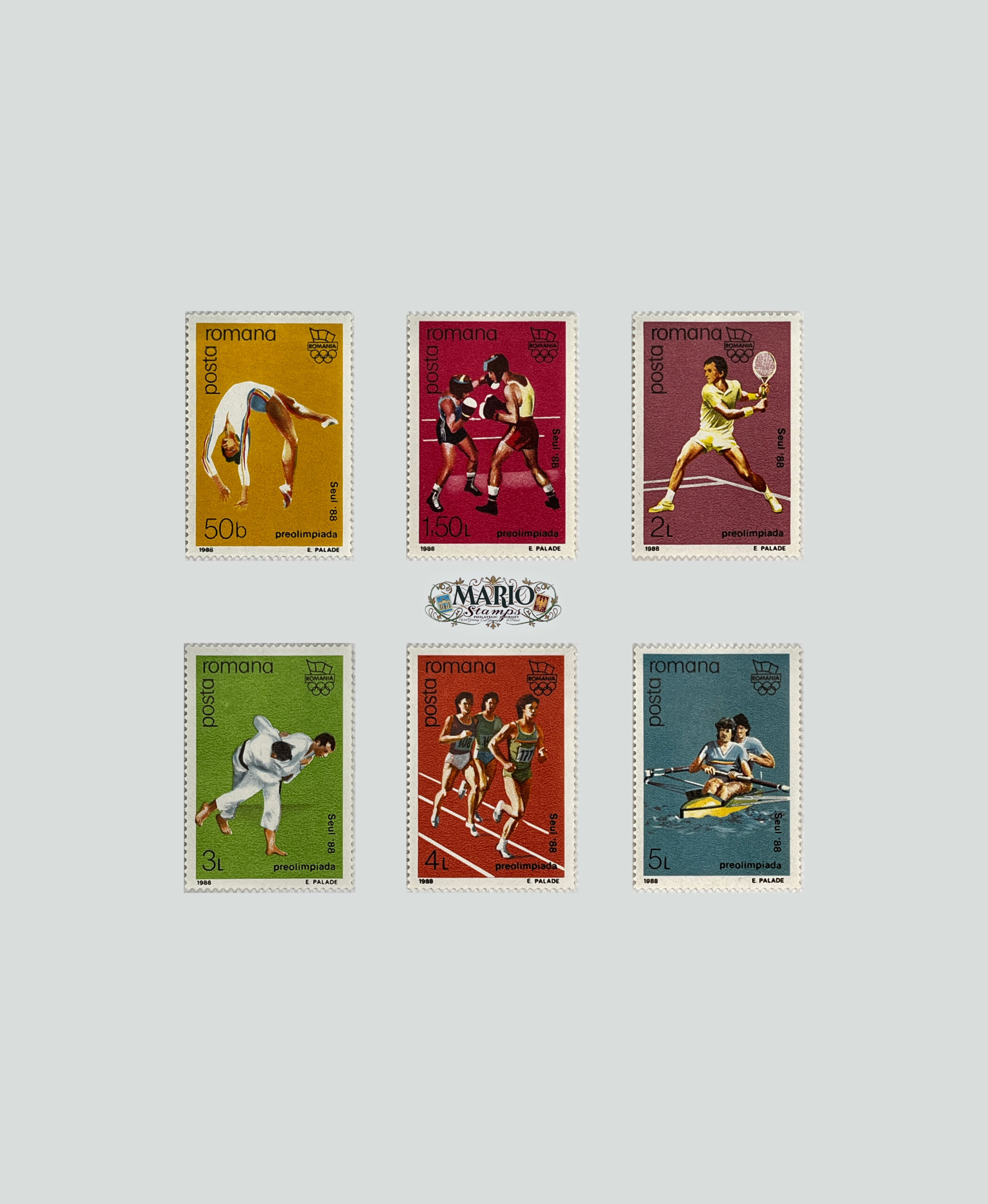 🥇 Olimpijski Blask – Kompletna Seria „Seul 1988” (Rumunia 1988) MNH! 🇷🇴