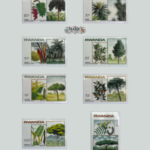 🌳 Botaniczne Skarby Afryki – Kompletna Seria „Drzewa i Krzewy” (Rwanda 1984) MNH! 🇷🇼