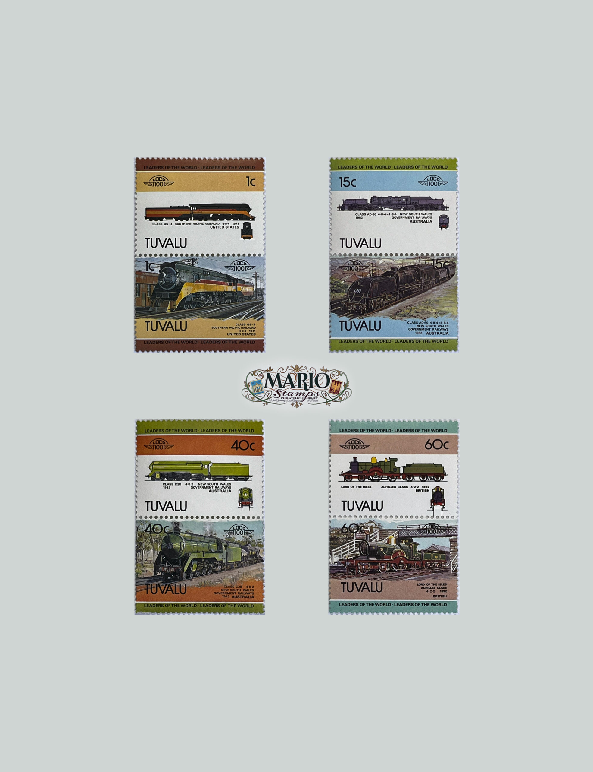 🚂 Legendy Kolei – „Leaders of the World” (Tuvalu 1984) MNH! 🇹🇻