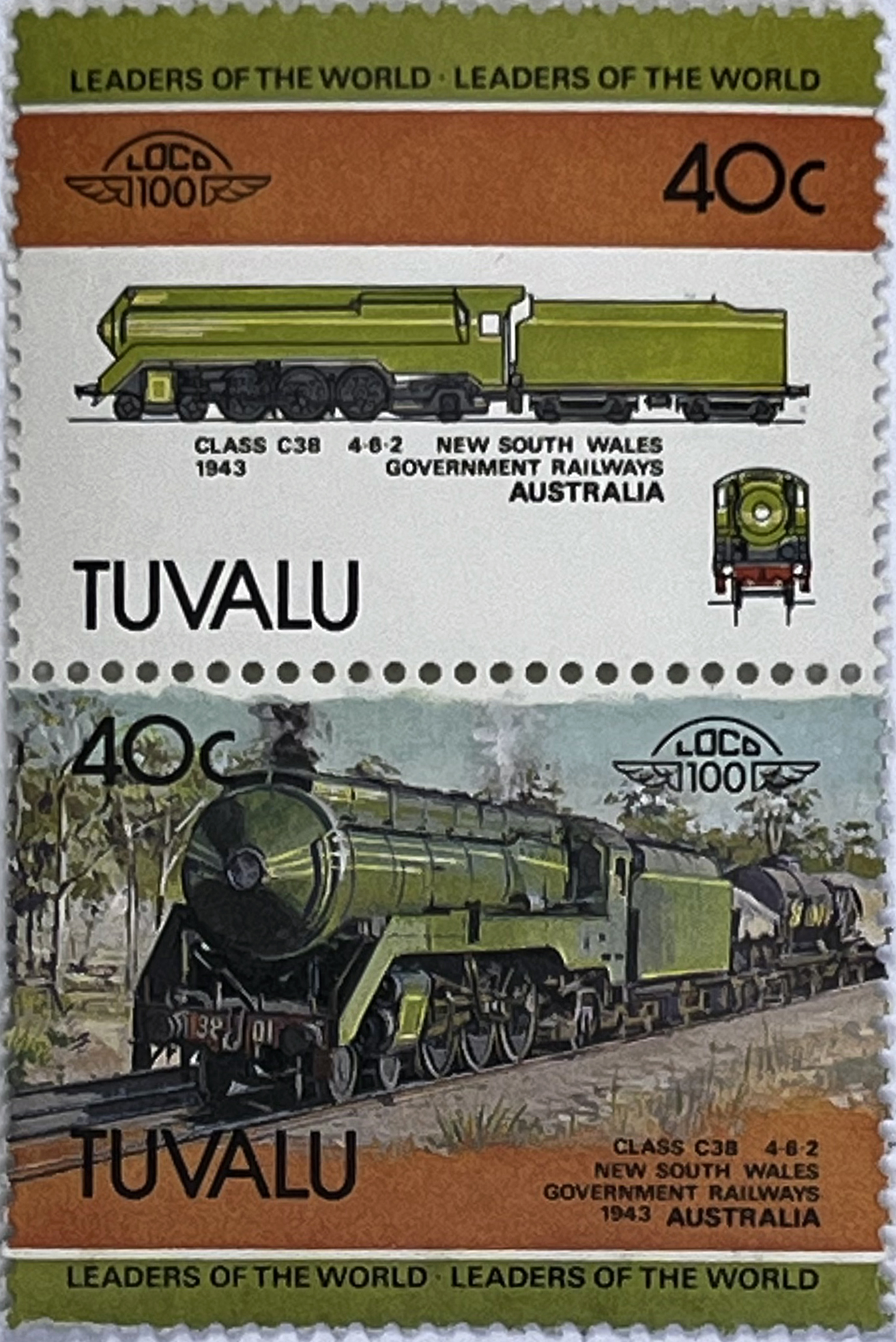🚂 Legendy Kolei – „Leaders of the World” (Tuvalu 1984) MNH! 🇹🇻 - obrazek 4