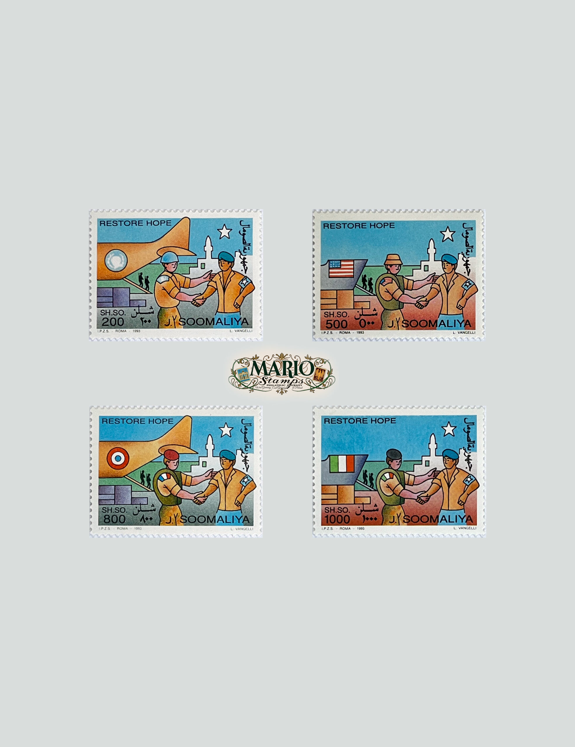 🕊️ Misja Pokojowa – Kompletna Seria „RESTORE HOPE” (Somalia 1993) MNH! 🇸🇴