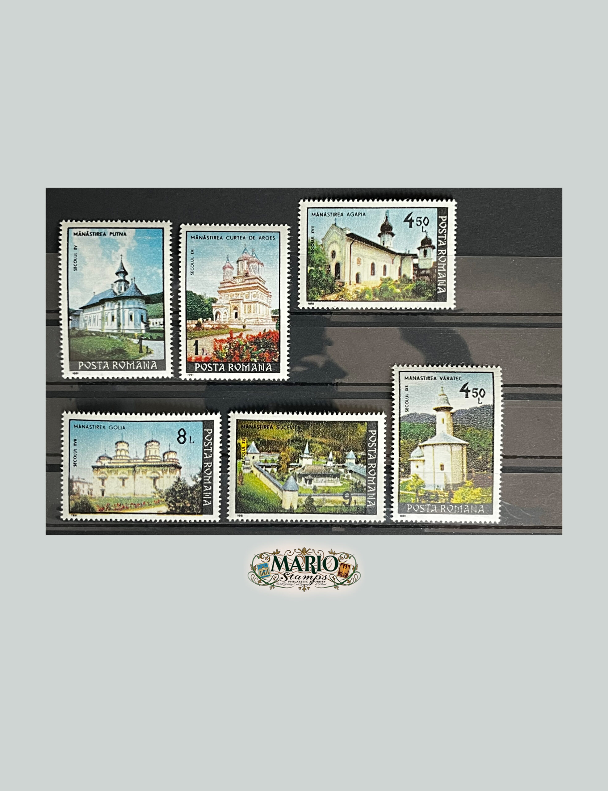 🏰 Perły Prawosławia – Kompletna Seria „Rumuńskie Klasztory” (Rumunia 1991) MNH! 🇷🇴✨