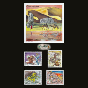 🦎 Mieszkańcy Wydm – Kompletna Seria „Zwierzęta Pustyni” z Blokiem (Somalia 2000) MNH! 🇸🇴