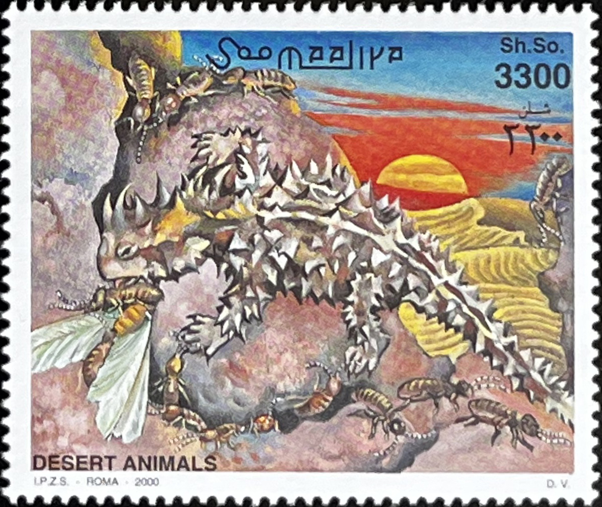 🦎 Mieszkańcy Wydm – Kompletna Seria „Zwierzęta Pustyni” z Blokiem (Somalia 2000) MNH! 🇸🇴 - obrazek 6